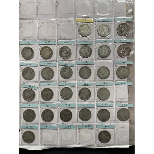 571 - BINDER OF GB PRE DECIMAL COINS INCLUDING FLORINS, ONE SHILLINGS, SIXPENCE, FARTHINGS, VARIOUS PENNIE... 