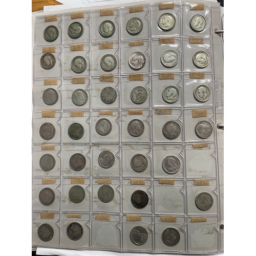 571 - BINDER OF GB PRE DECIMAL COINS INCLUDING FLORINS, ONE SHILLINGS, SIXPENCE, FARTHINGS, VARIOUS PENNIE... 