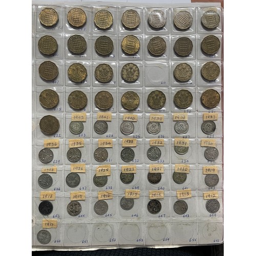 571 - BINDER OF GB PRE DECIMAL COINS INCLUDING FLORINS, ONE SHILLINGS, SIXPENCE, FARTHINGS, VARIOUS PENNIE... 