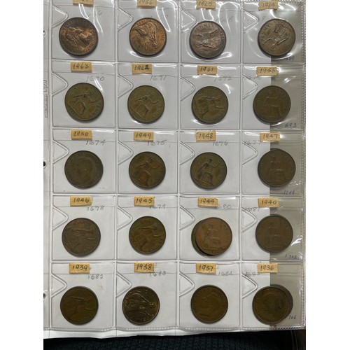 571 - BINDER OF GB PRE DECIMAL COINS INCLUDING FLORINS, ONE SHILLINGS, SIXPENCE, FARTHINGS, VARIOUS PENNIE... 