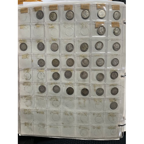 571 - BINDER OF GB PRE DECIMAL COINS INCLUDING FLORINS, ONE SHILLINGS, SIXPENCE, FARTHINGS, VARIOUS PENNIE... 