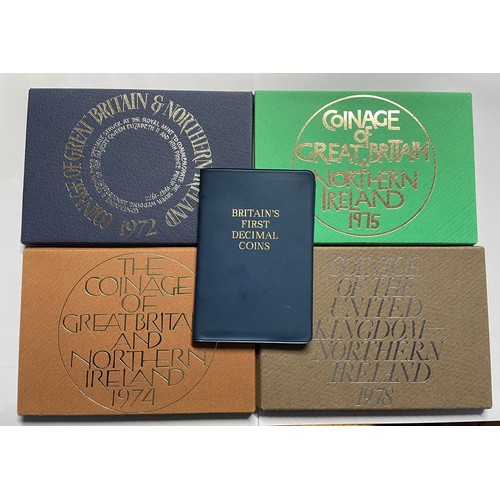 576 - BRITAIN'S FIRST DECIMAL COINS, COINAGE OF GREAT BRITAIN AND NORTHERN IRELAND PROOF SETS 1972, 1974, ... 