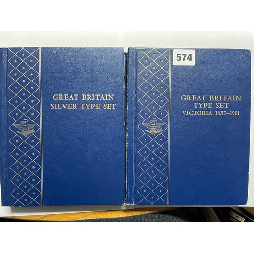 574 - TWO GB SILVER TYPE SET VICTORIA 1837-1901 VARIOUS DENOMINATIONS, INCOMPLETE, AND EDWARD VII TO ELIZA... 