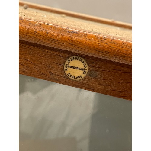 416B - PHILLIP HARRIS AND CO GLAZED LABORATORY CABINET CONTAINING A BUBBLE SEXTANT # IXA WITH INSTRUCTIONS