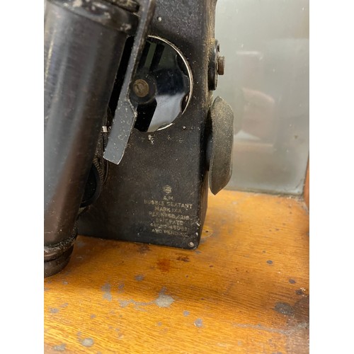 416B - PHILLIP HARRIS AND CO GLAZED LABORATORY CABINET CONTAINING A BUBBLE SEXTANT # IXA WITH INSTRUCTIONS