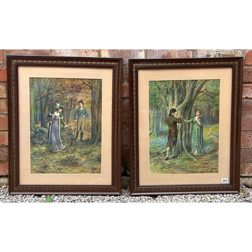 701 - PAIR OF LITHOGRAPHIC PRINTS COURTING COUPLES IN ORNATE GLAZED FRAMES