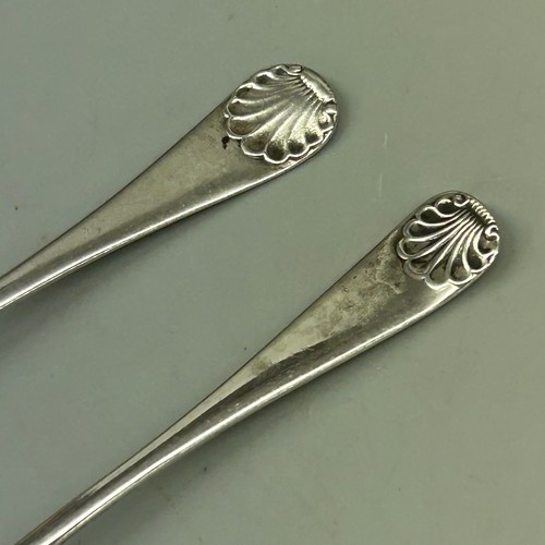 383 - SET OF BIRMINGHAM SILVER TEA SPOONS, TALON SUGAR NIPS, FOB AND TWO SILVER LIDS