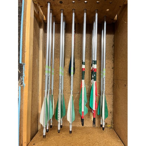 431 - ARCHERY BOW AND BOX OF ARROWS