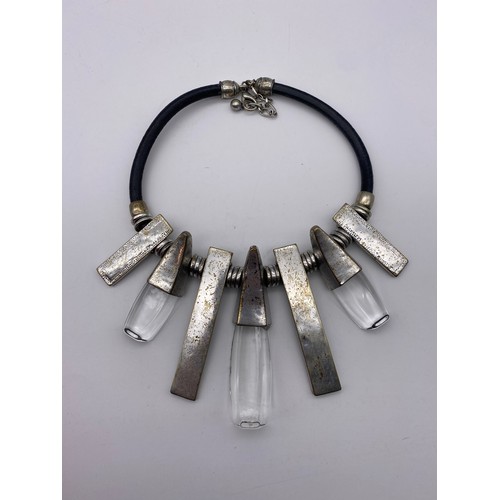 446 - SELECTION OF OVERSIZED ETHNIC STYLE STONE AND METALWORK NECKLACES