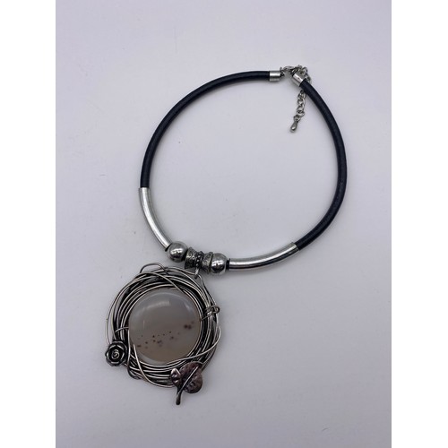 446 - SELECTION OF OVERSIZED ETHNIC STYLE STONE AND METALWORK NECKLACES