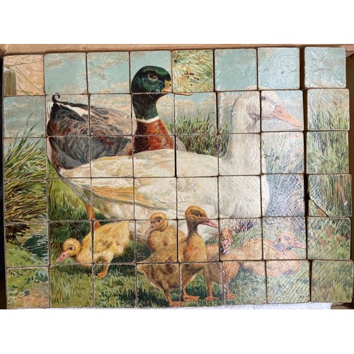 425 - VINTAGE FOUR WAY WOODEN BLOCK FARMYARD JIGSAW PUZZLE