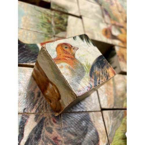 425 - VINTAGE FOUR WAY WOODEN BLOCK FARMYARD JIGSAW PUZZLE