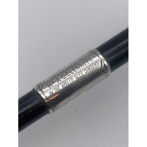 377 - EBONISED AND SILVER MOUNTED CONDUCTORS CHOIR BATON