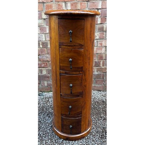 5 - MANGO WOOD CYLINDRICAL FIVE DRAWER CHEST