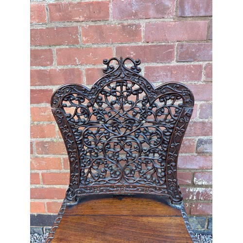 34 - 19TH CENTURY BURMESE ROSEWOOD FRET CARVED SIDE CHAIR A/F