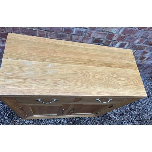 7 - LIGHT OAK TWO DRAWER SIDE CUPBOARD