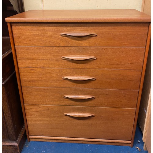 9 - 1970S TEAK FIVE DRAWER CHEST