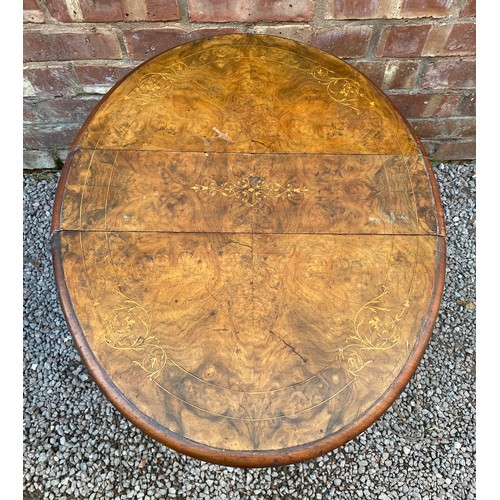 10 - VICTORIAN WALNUT MARQUETRY INLAID SUTHERLAND TABLE