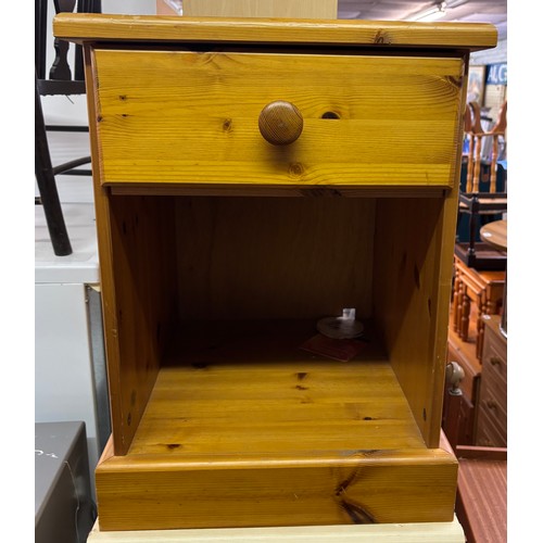 75 - PINE BEDSIDE CUPBOARD WITH SINGLE DRAWER