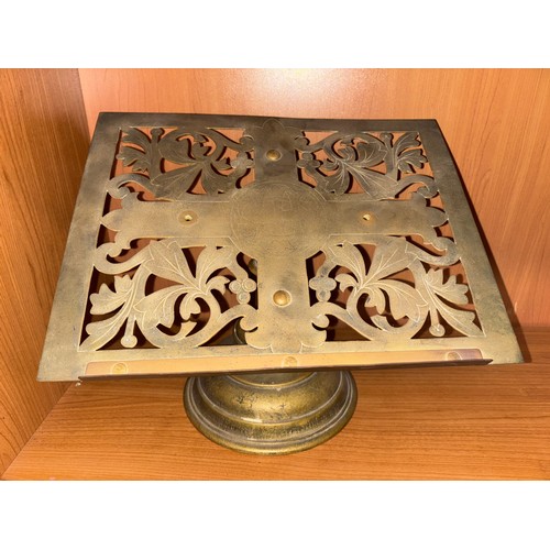 79 - BRASS FRET CARVED TABLE TOP LECTERN