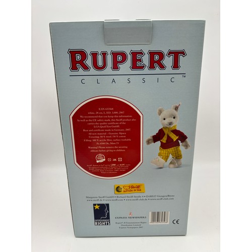 555 - BOXED LIMITED EDITION STEIFF RUPERT CLASSIC BEAR WITH WHITE SHOES AND CERTIFICATE NO 00788 653568