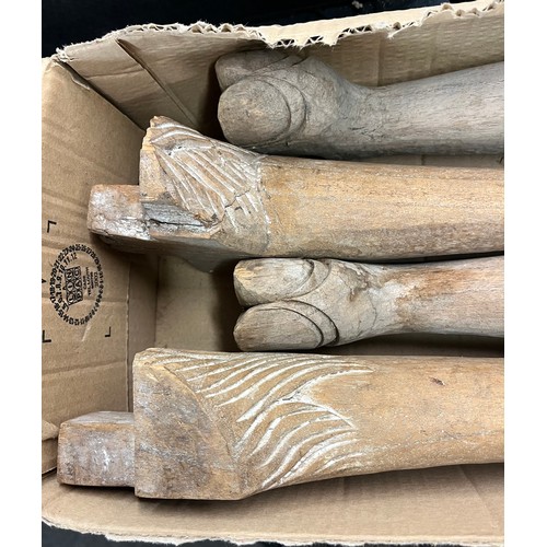 349 - SET OF FOUR CARVED HOOF FURNITURE LEGS