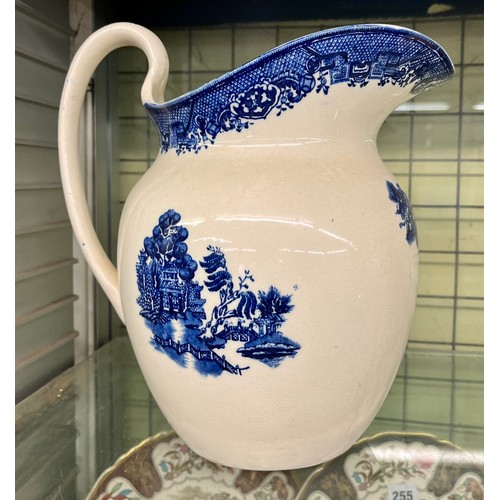 344 - STAFFORDSHIRE BLUE AND WHITE TRANSFER PRINTED WASH JUG