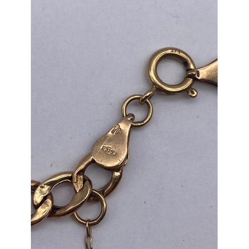 431 - 9CT ROSE GOLD FLAT CURB BRACELET WITH SAFETY CHAIN 6.2G APPROX