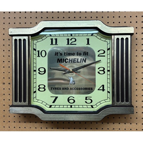 592 - MICHELIN TYRES AND ACCESSORIES ADVERTISING BATTERY WALL CLOCK