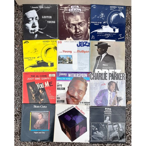 357A - CRATE OF VINYL JAZZ LPS - BEBOP SAXOPHONISTS, CHARLIE PARKER, LESTER YOUNG, WARDELL GRAY, BEN WEBSTE... 