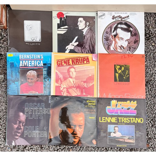 358 - CRATE OF VINYL JAZZ LPS - ARTIE SHAW, OSCAR PETERSON, AL HAIG AND OTHERS