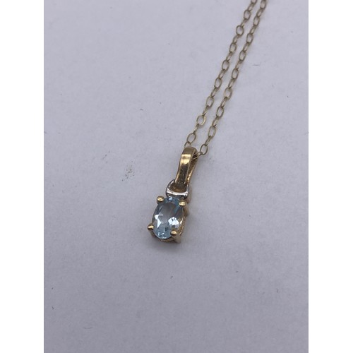 461 - 9CT GOLD TOPAZ PENDANT ON FINE TRACE CHAIN AND 9CT GOLD TOPAZ TENNIS BRACELET 9.3G OVERALL APPROX