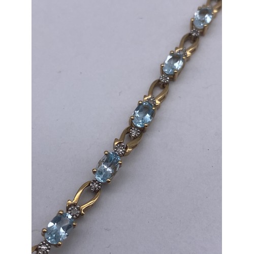 461 - 9CT GOLD TOPAZ PENDANT ON FINE TRACE CHAIN AND 9CT GOLD TOPAZ TENNIS BRACELET 9.3G OVERALL APPROX