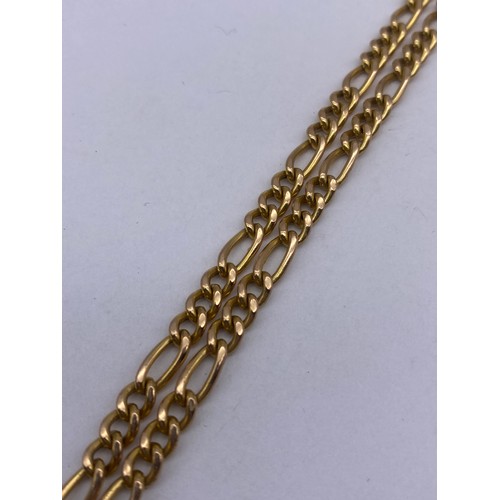 456 - 9CT GOLD FIGARO CHAIN WITH SNAP SWIVEL FASTENER AND T BAR 9.7G APPROX