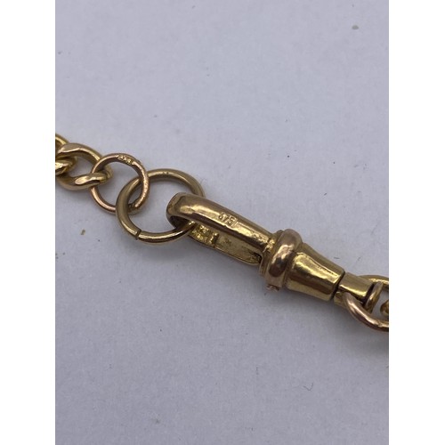 456 - 9CT GOLD FIGARO CHAIN WITH SNAP SWIVEL FASTENER AND T BAR 9.7G APPROX