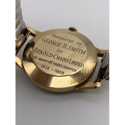 470 - SMITHS DELUXE 9CT GOLD CASED WRISTWATCH ON EXPANDING PLATED STRAP