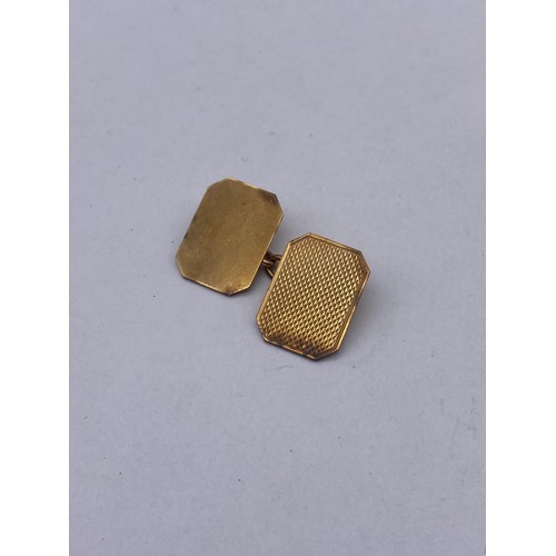 462 - PAIR OF 9CT GOLD ENGINE TURNED CUFFLINKS 3.8G APPROX