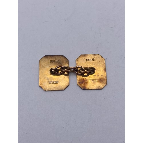 462 - PAIR OF 9CT GOLD ENGINE TURNED CUFFLINKS 3.8G APPROX