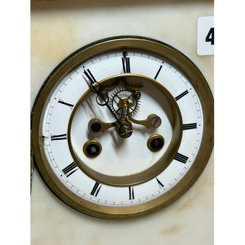 404 - WHITE MARBLE 19TH CENTURY MANTEL CLOCK