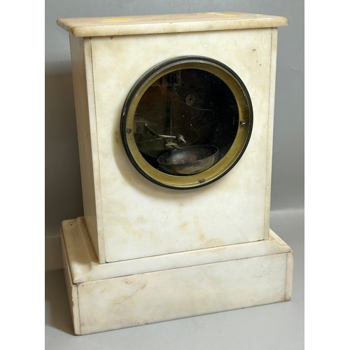 404 - WHITE MARBLE 19TH CENTURY MANTEL CLOCK