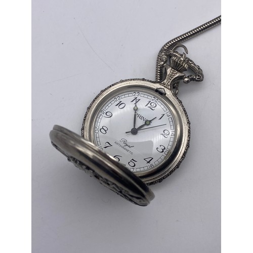 465 - REPRODUCTION PRINCE HUNTER CASE POCKET WATCH ON CHAIN A ONE PENNY POCKET WATCH