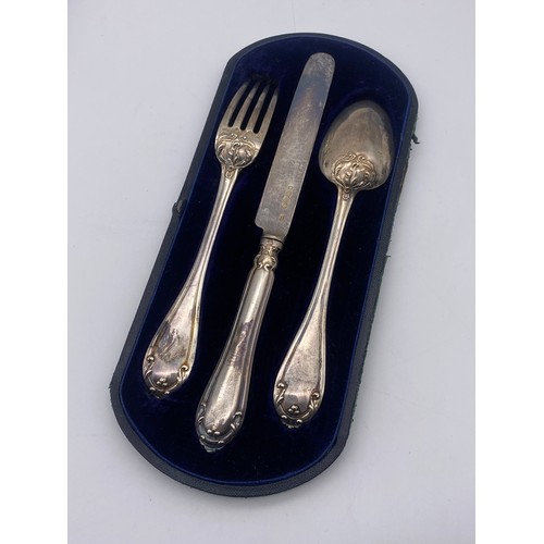 578 - CASED VICTORIAN LONDON SILVER FLATWARE SET BY GEORGE ANGEL