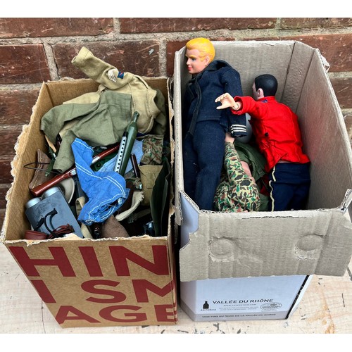 520 - SEVERAL ACTION MAN FIGURES INCLUDING TALKING AND CANADIAN MOUNTIE EXAMPLES, BAG OF UNIFORMS, EQUIPME... 