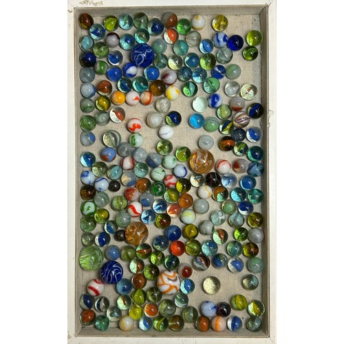 585 - SACK OF VARIOUS GLASS MARBLES