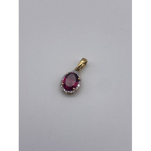 630 - 9K GOLD OCTAVIAN GARNET RING SIZE P/Q 1.4G AND 9K MAHENGE GARNET AND DIAMOND PENDANT 1.0G