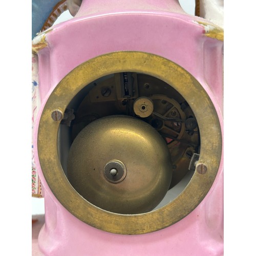 573 - CONTINENTAL PORCELAIN FIGURAL AND GILT DECORATED CLOCK