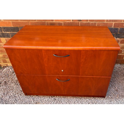 66 - CHERRY WOOD WORK STATION AND TWO DRAWER SUSPENSION FILING CHEST