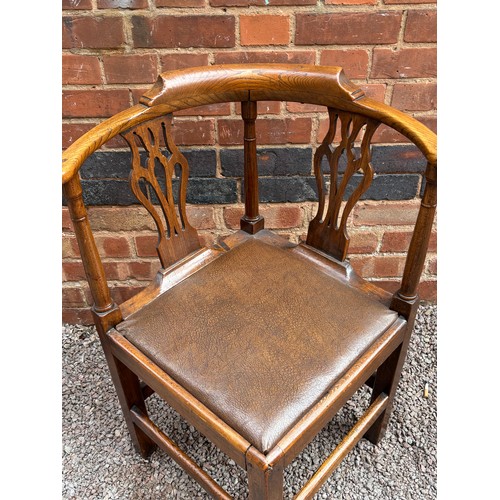 152 - 19TH CENTURY ELM PROVINCIAL  CORNER  ELBOWCHAIR