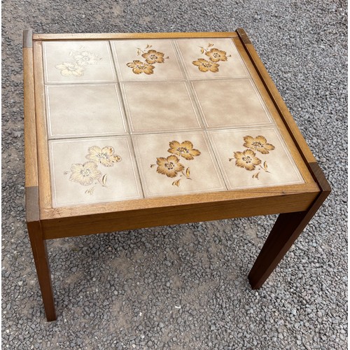 96 - TEAK TILE TOPPED LAMP TABLE