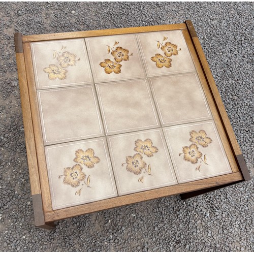 96 - TEAK TILE TOPPED LAMP TABLE